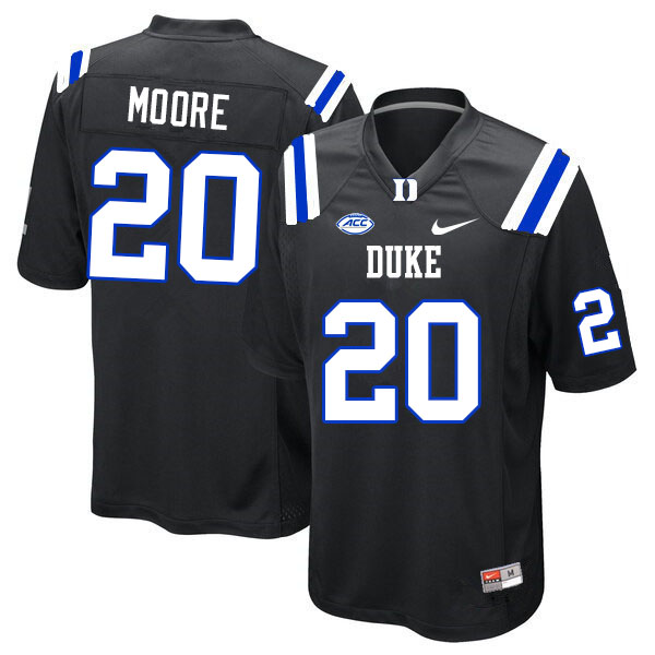 Men #20 Jaquez Moore Duke Blue Devils College Football Jerseys Sale-Black - Click Image to Close
